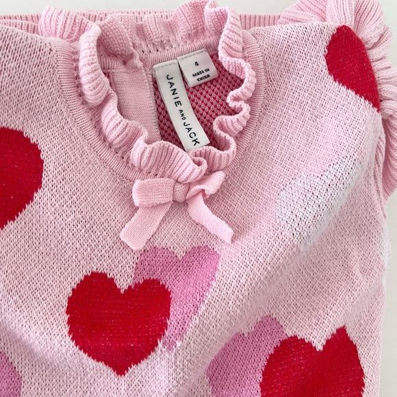 BEAUTIFUL Janie & Jack Kids Knit Pink Heart Sweater Dress | Girls 4T - Picture 6 of 8